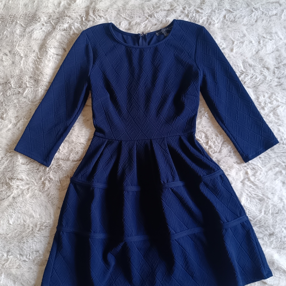 City Studio Blue Pleated Fit and Flare Dress